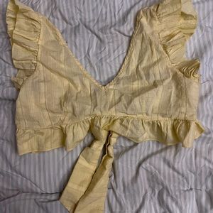 yellow tie back crop top